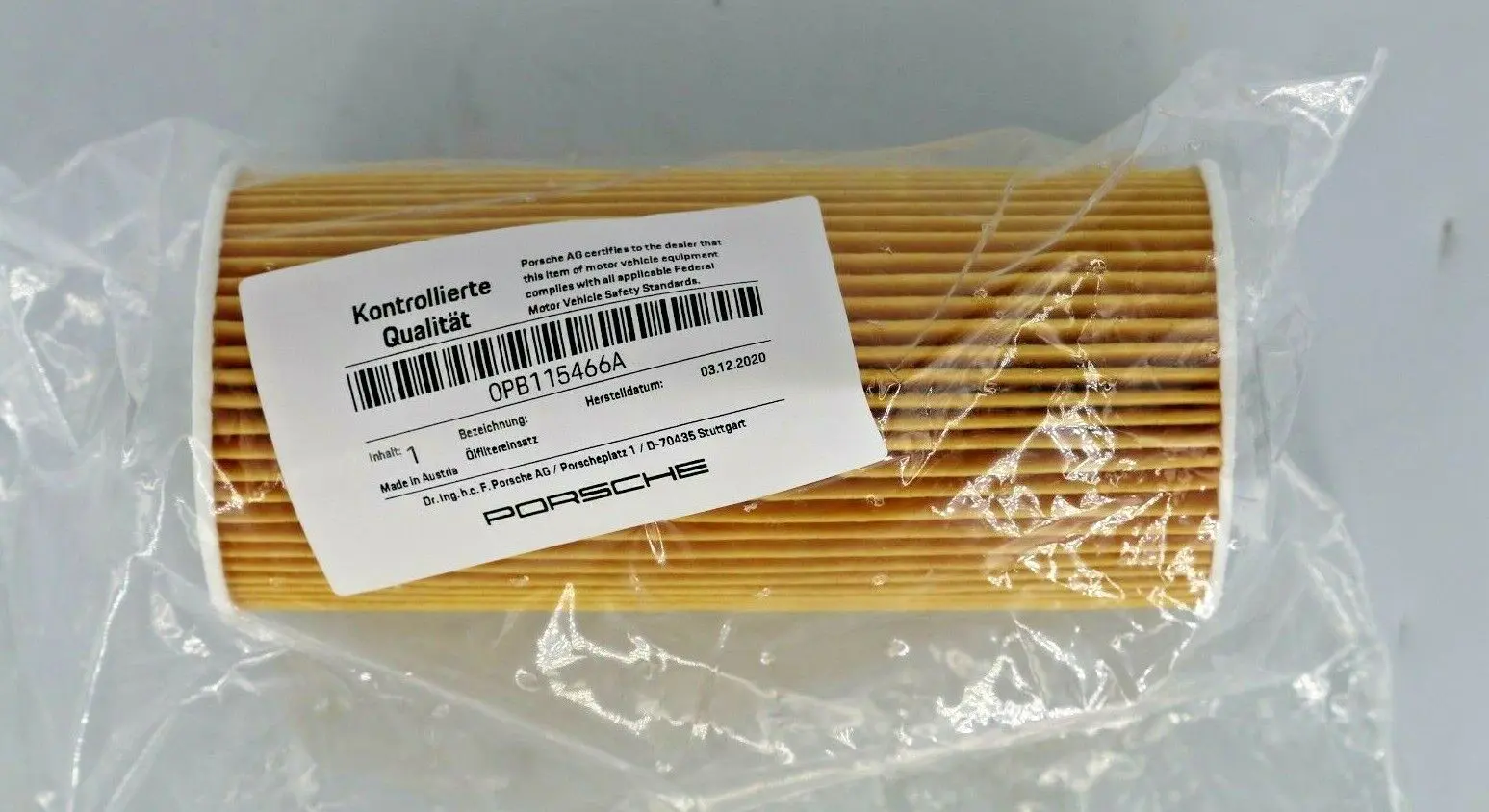 Porsche Genuine Engine Oil Filter (MPN: 0PB115466A) - Image 3