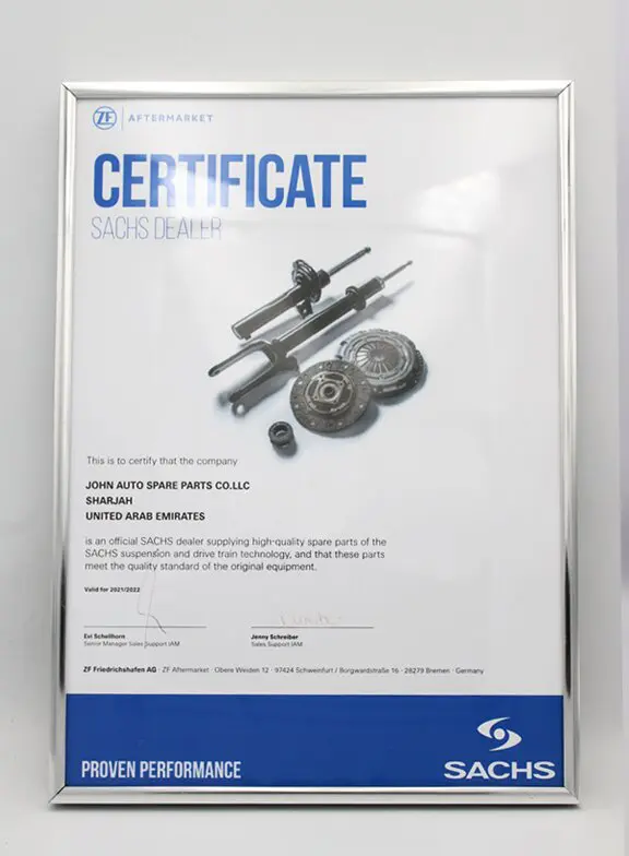 Certificate SACHS Dealer